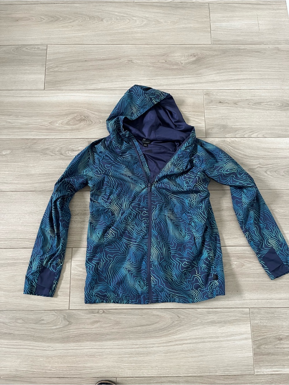 Kids all in motion Blue Teal Patterned Hooded rain Jacket